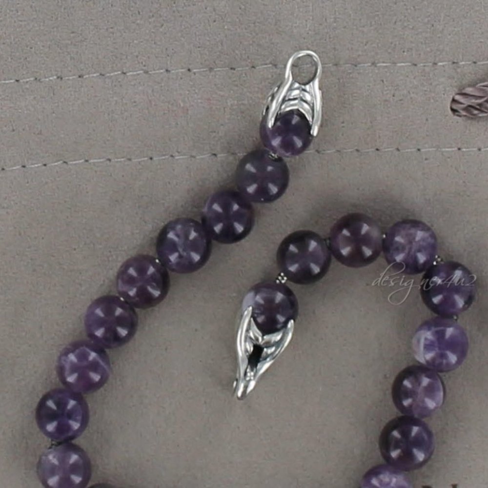 David Yurman Men's Amethyst Spiritual Beads Bracelet 8.5” long w/ POUCH